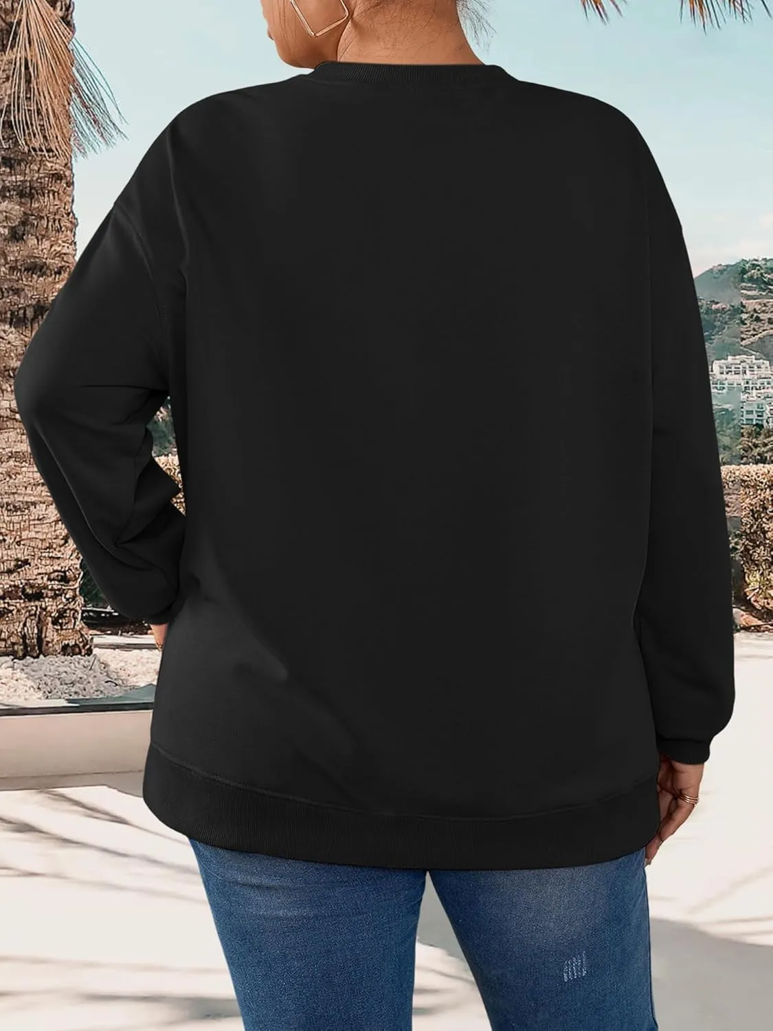 TAKEYAL Plus Size Sweatshirt for Women Oversized Casual Crew Neck Drop Shoulder Pullover Teen Girls Clothes