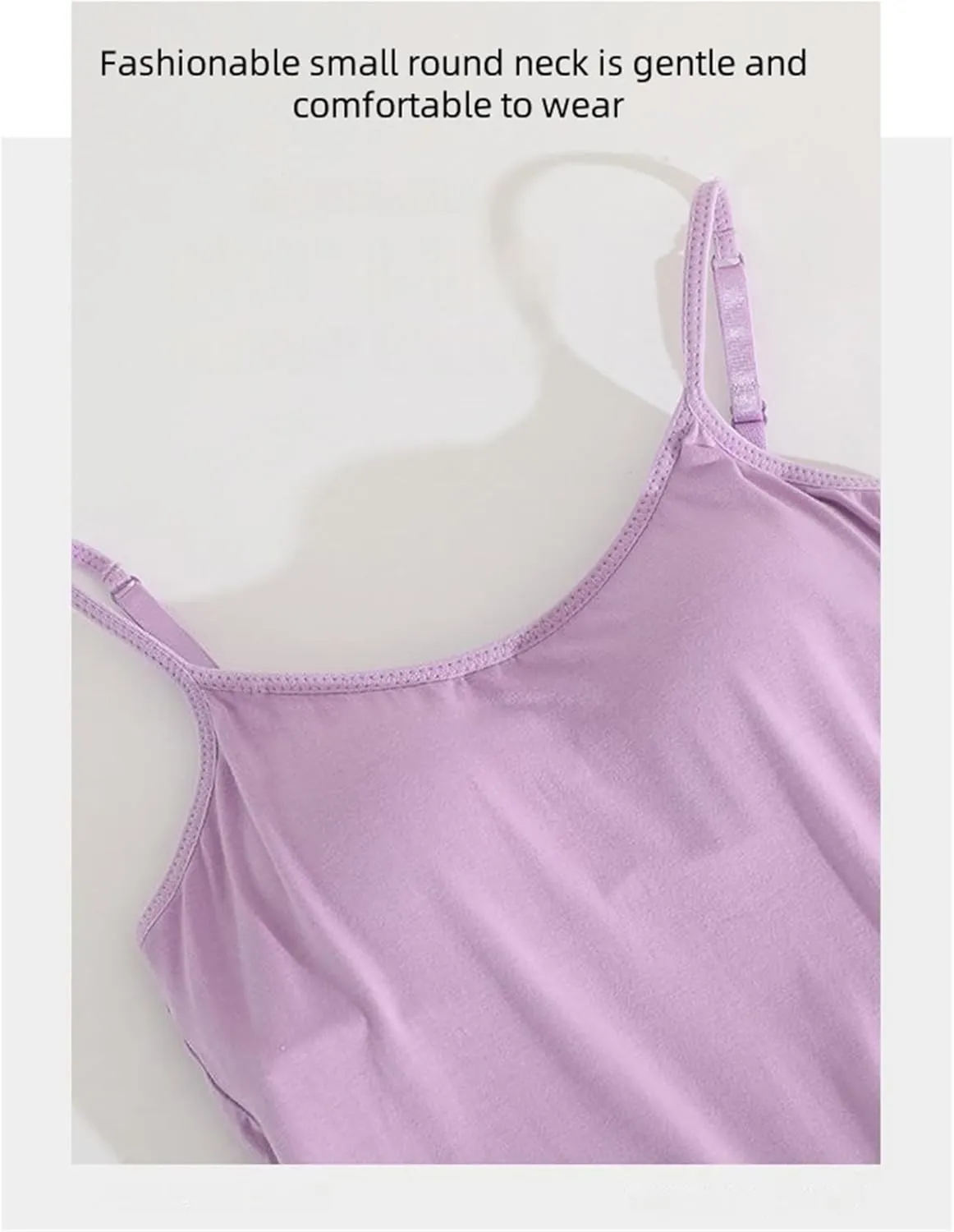 Tank Top with Built in Bra for Women, Adjustable Spaghetti Strap Cami Undershirts Basic Breathable Tank Top
