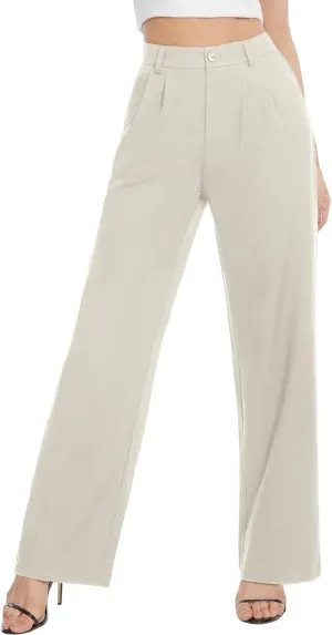 Tapata Women Wide Leg Pants High Waisted Dress Trousers Casual Elastic Pockets Business Work Slacks