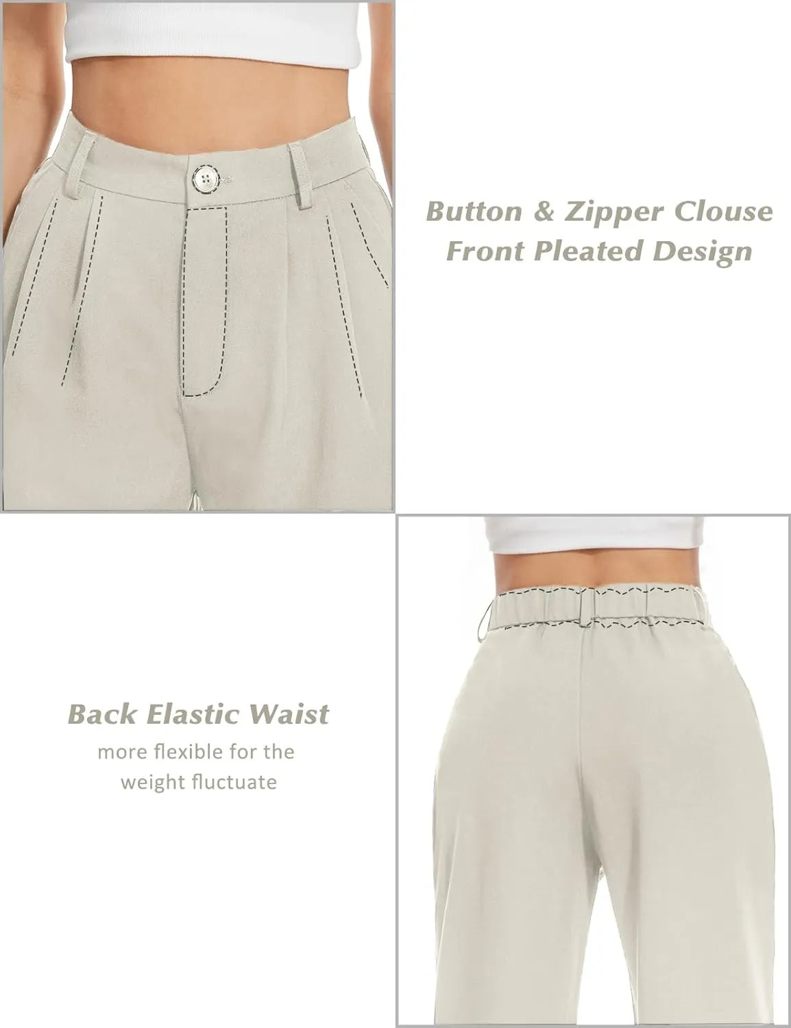 Tapata Women Wide Leg Pants High Waisted Dress Trousers Casual Elastic Pockets Business Work Slacks