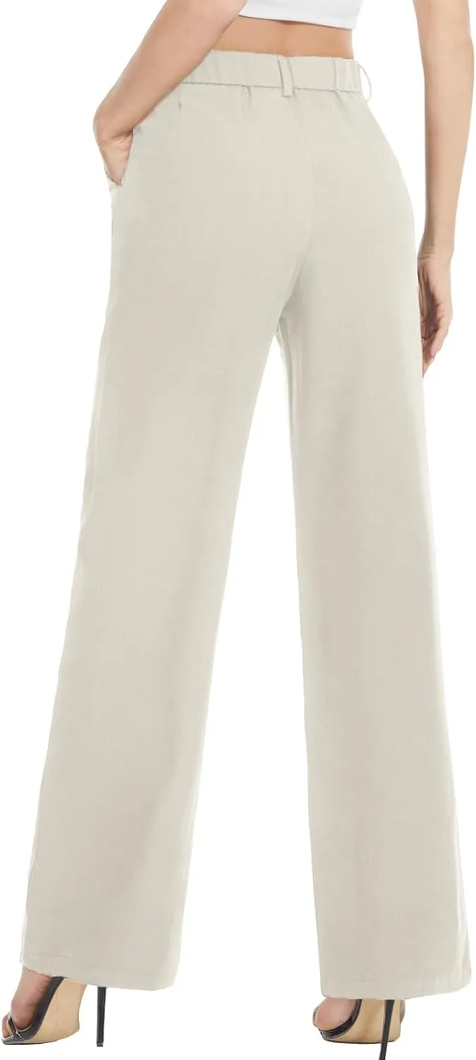Tapata Women Wide Leg Pants High Waisted Dress Trousers Casual Elastic Pockets Business Work Slacks