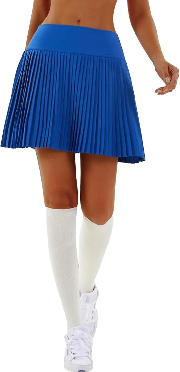 Tennis Skirts for Women with Shorts Trendy Pleated High Elastic Waist Sports Yoga Midi Skirts Flowy & Breathable
