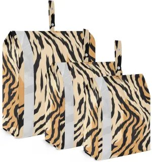 Tiger Stripe Yellow Packing Cubes for Suitcases 3 Set Lightweight Compression Luggage Packing Organizers for Carry on Suitcase Travel Essentials Luggage Organizer Bags Set