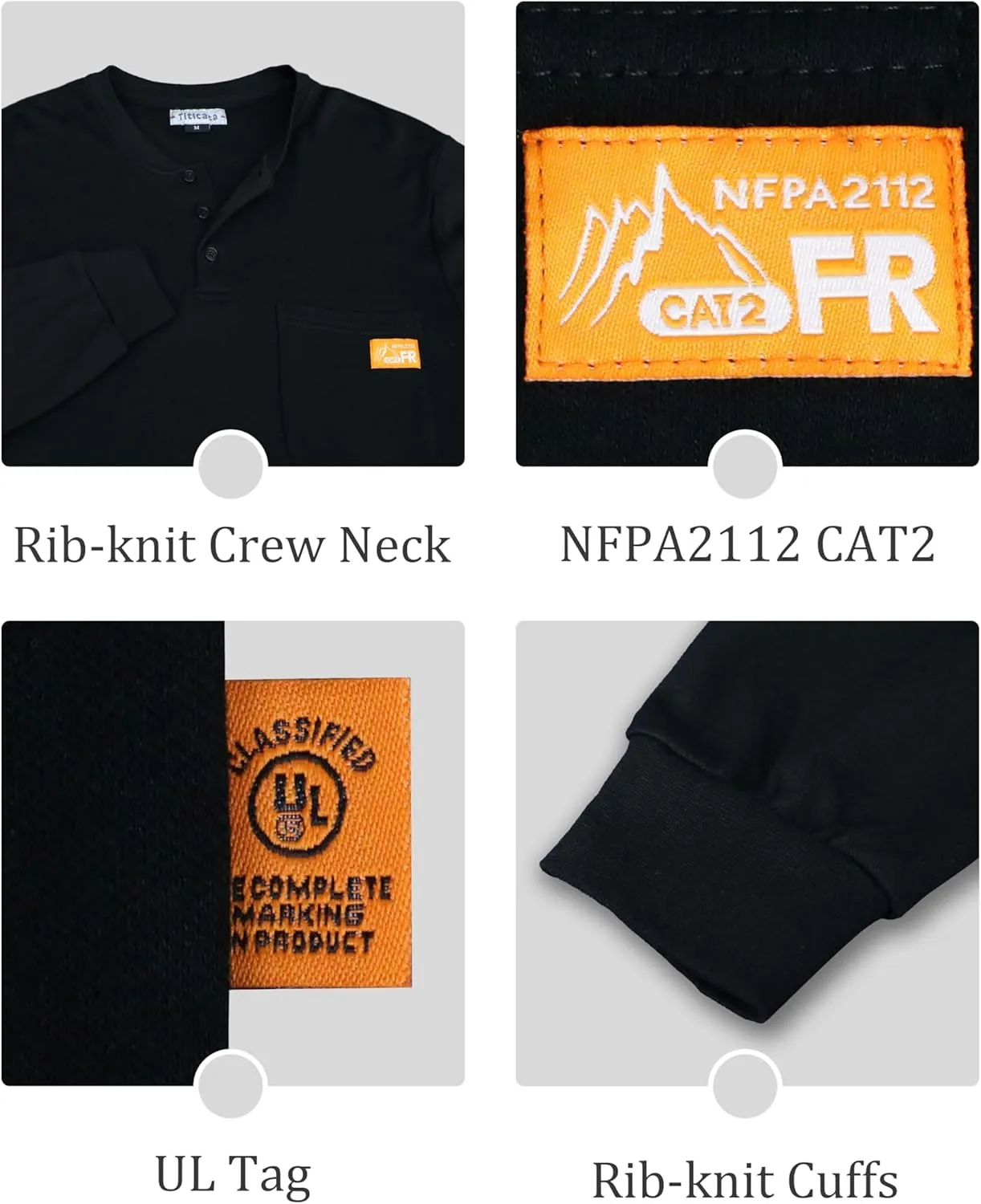 Titicaca FR Shirts 7oz Flame Resistant Shirt Men's Fire Retardant Henley Shirt