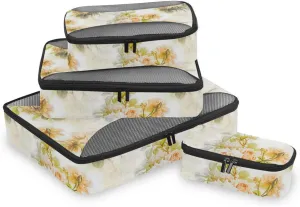 Travel Bags Organizer for Luggage 4 Set Luggage Cubes Suitcase Cubes for Packing Packing Cubs Vintage Flower