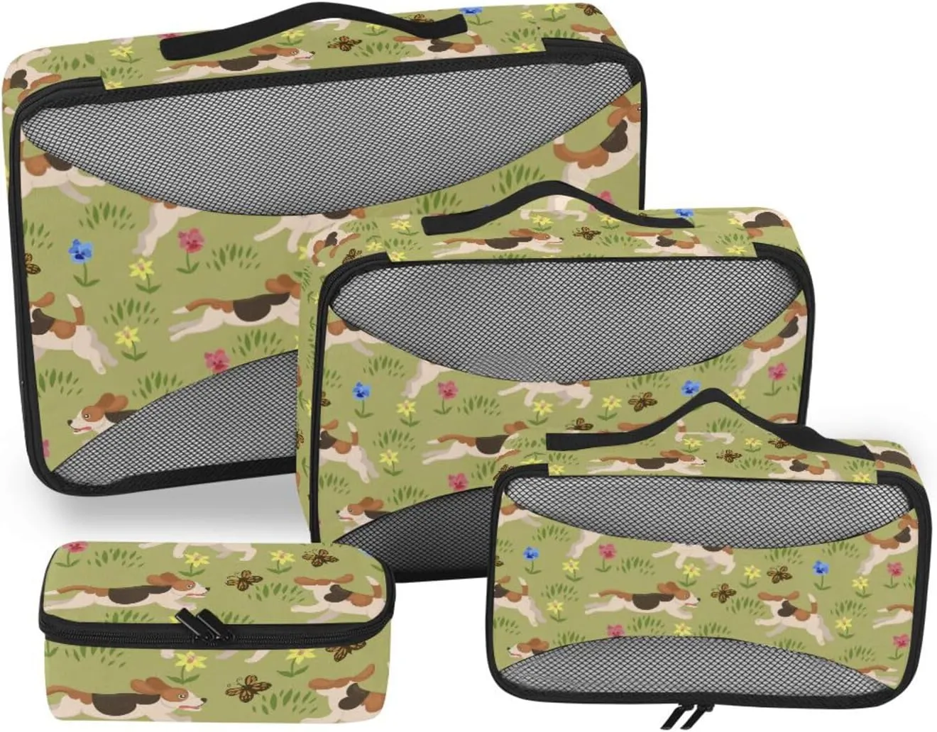 Travel Bags Organizer for Luggage 4 Set Luggage Packing Cubes Luggage Packing Cubes for Travel Packing Cunes Beagle Dogs on Flower