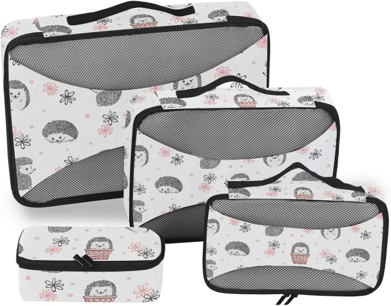 Travel Bags Organizer for Luggage 4 Set Suitcase Organizer Bags Suitcase Packing Cubes for Travel Oacking Cubes Cute Hedgehogs