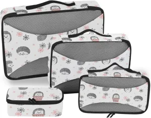 Travel Bags Organizer for Luggage 4 Set Suitcase Organizer Bags Suitcase Packing Cubes for Travel Oacking Cubes Cute Hedgehogs