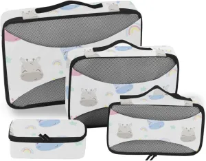 Travel Bags Organizer for Luggage Set of 4 Luggage Packing Cubes Packing Cubes for Luggage Packimg Cubes Cute Little Giraffe Rainbow