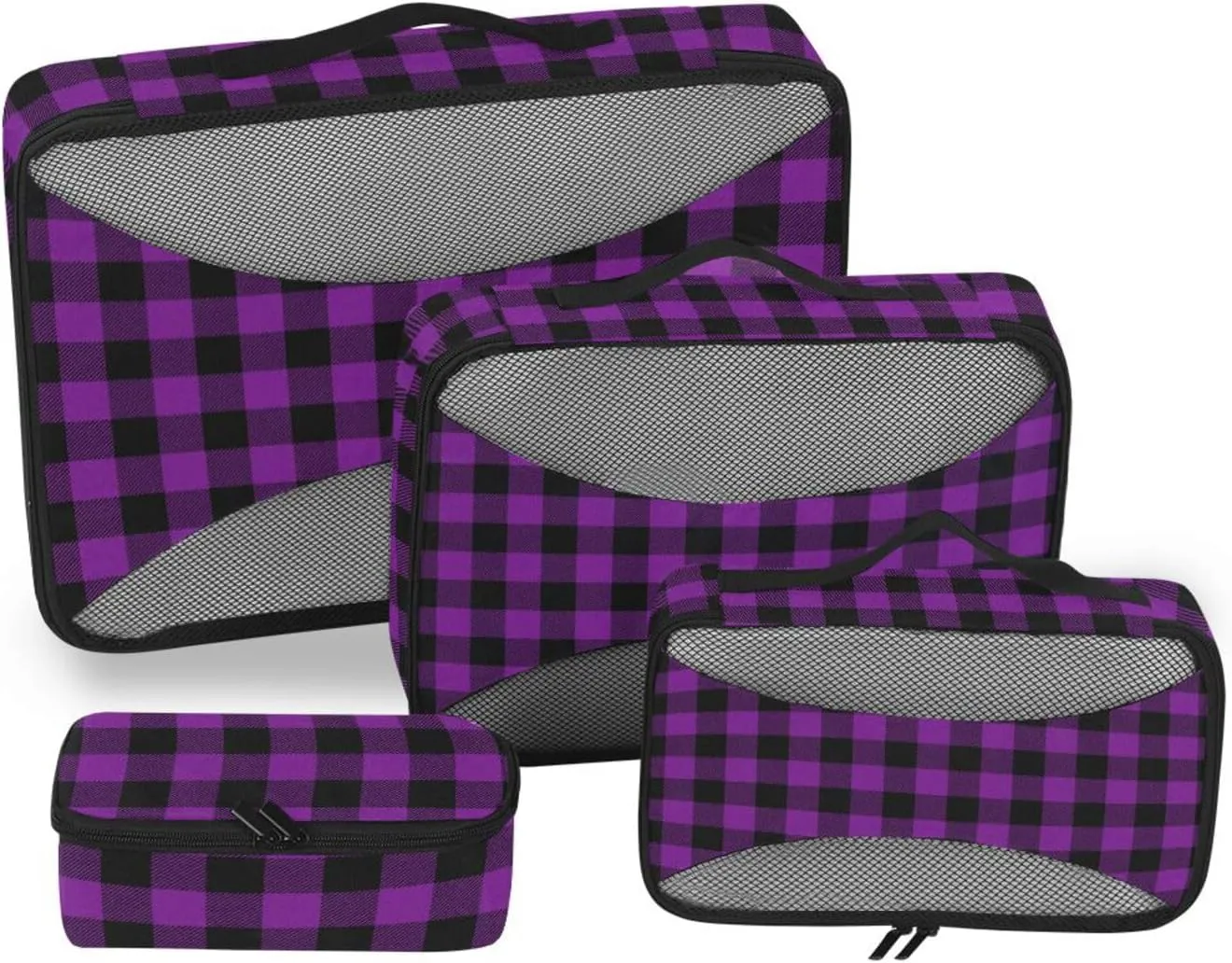Travel Bags Organizer for Luggage Set of 4 Suitcase Organizer Bags Packing Cubes for Luggage Packing Cubs Cream Plaid