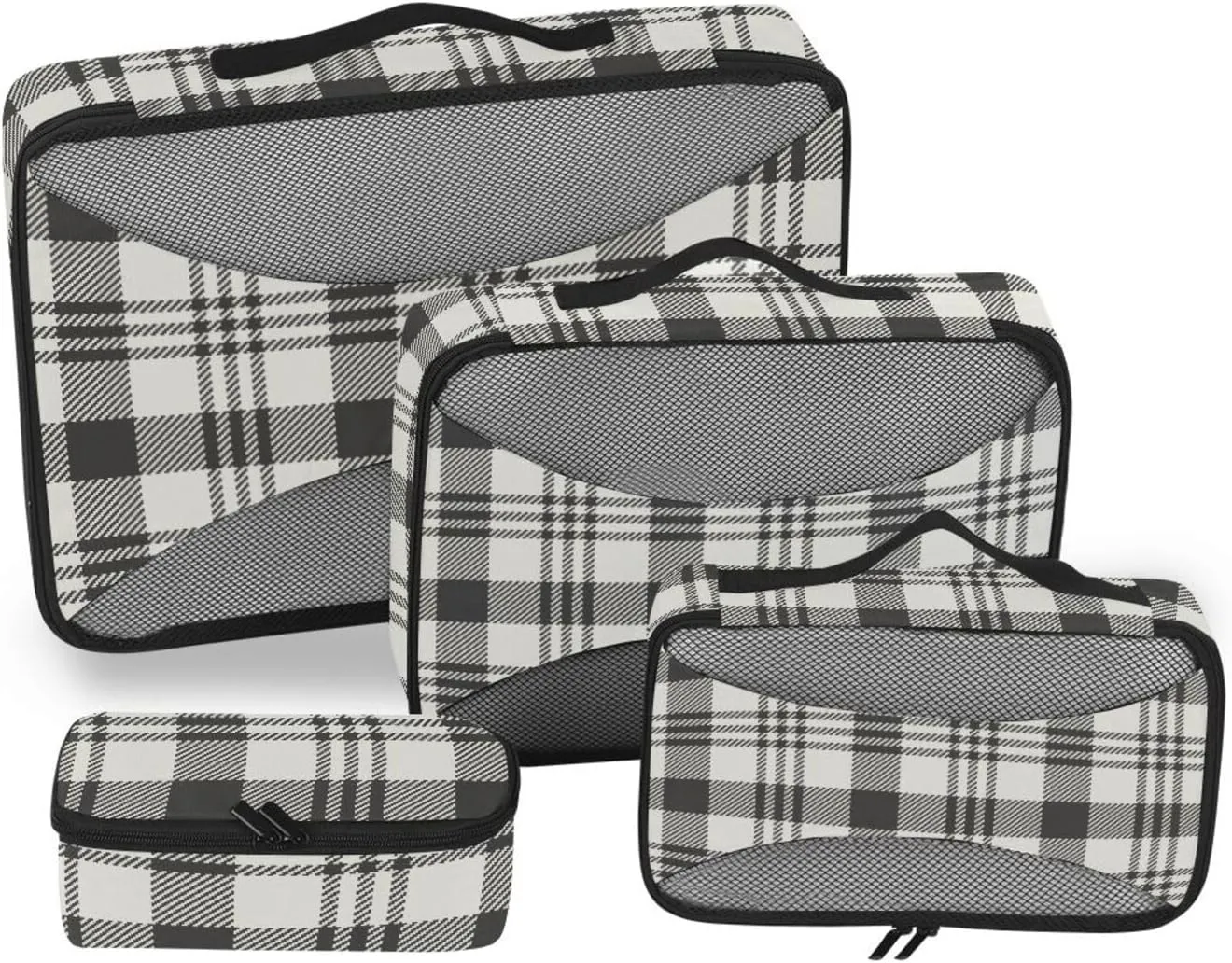 Travel Cubes 4 Set Luggage Bags Organizers Luggage Packing Organizers Packing Cubea Plaid Buffalo