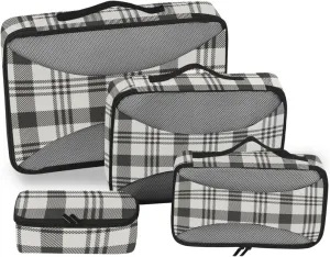 Travel Cubes 4 Set Luggage Bags Organizers Luggage Packing Organizers Packing Cubea Plaid Buffalo