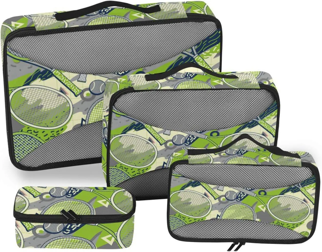 Travel Cubes for Packing 4 Set Suitcase Organizer Bags Traveling Packing Cubes Packing Cuves Colorful Tennis Ball Memphis