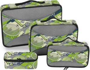 Travel Cubes for Packing 4 Set Suitcase Organizer Bags Traveling Packing Cubes Packing Cuves Colorful Tennis Ball Memphis