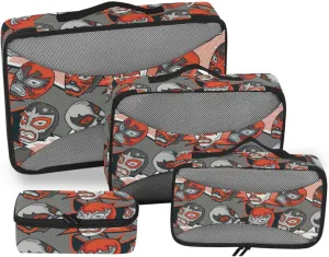 Travel Cubes for Packing Set of 4 Luggage Cubes Luggage Packing Organizers Packing Cunes Mexican Wrestler