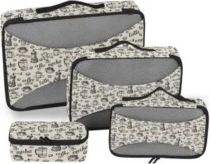 Travel Cubes for Packing Set of 4 Luggage Organizer Travel Cubes for Luggage Packing Cuves Coffee Different Names
