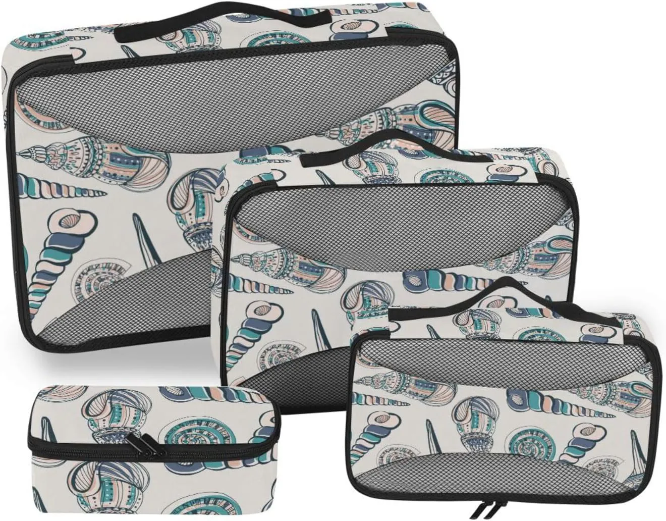 Travel Cubes Set of 4 Luggage Bags Organizers Luggage Packing Organizers Packing Cuves Seashells