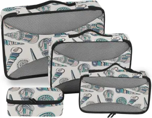 Travel Cubes Set of 4 Luggage Bags Organizers Luggage Packing Organizers Packing Cuves Seashells