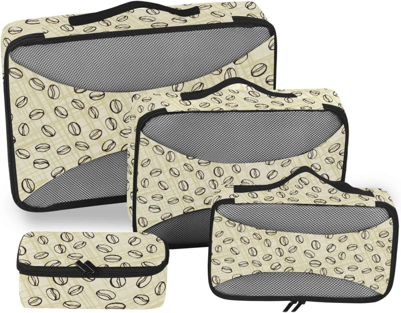 Travel Packing Cubes 4 Set Luggage Cubes Packing Cubes for Travel Women Pcking Cubes Coffee Beans Pattern