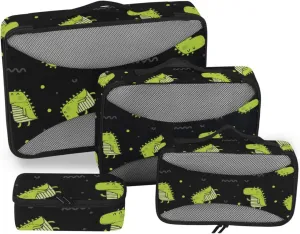 Travel Packing Cubes 4 Set Luggage Packing Cubes Travel Bag Organizer for Luggage Packing Cunes Cute Dragons
