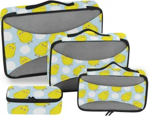 Travel Packing Organizers 4 Set Luggage Bags Organizers Suitcase Packing Cubes Packing Cube Cute Ducks Dots