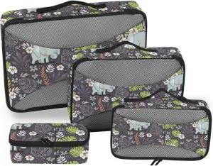 Travel Packing Organizers 4 Set Luggage Organizer Bags Travel Organizers Packimg Cubes Cute Elephant