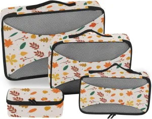 Travel Packing Organizers 4 Set Suitcase Organizer Bags Packing Cubes Travel Oacking Cubes Autumn Leaves