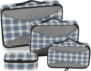 Travel Packing Organizers Set of 4 Luggage Packing Cubes Suitcase Cubes Packing Cubed Farmhouse Check