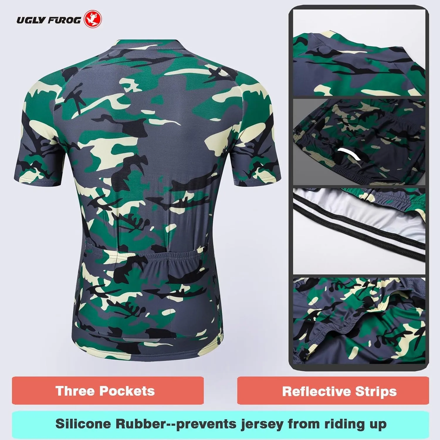 UGLY FROG Mens Breathable Cycling Jersey Biker Short/Long Sleeve Shirt Quick Dry Full Zip Men's Bicycle Jacket with Pockets