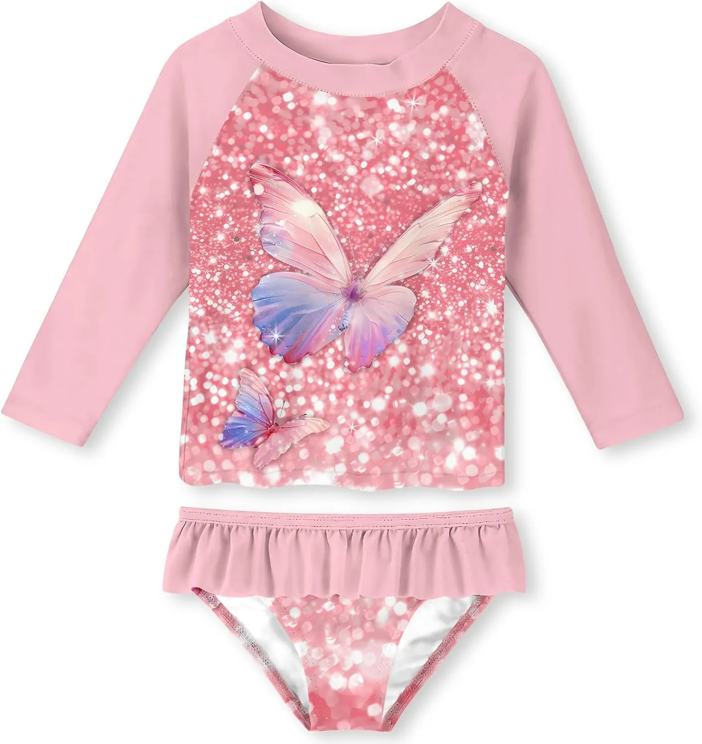 UNIFACO Toddler Girls Swimsuit Rashguard Set Summer Beach Breathable Tankini with UPF 50  Sun Protection 2-8T