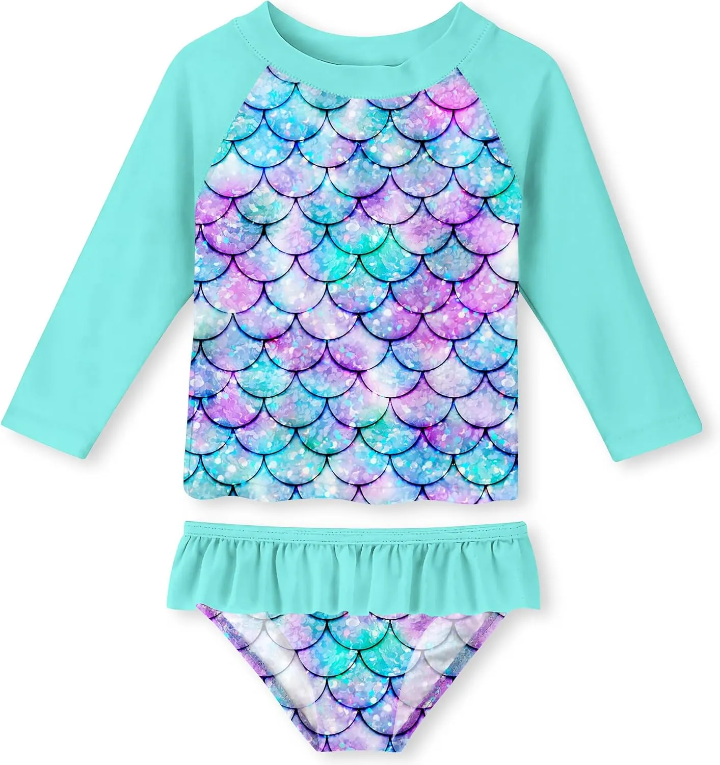 UNIFACO Toddler Girls Swimsuit Rashguard Set Summer Beach Breathable Tankini with UPF 50  Sun Protection 2-8T