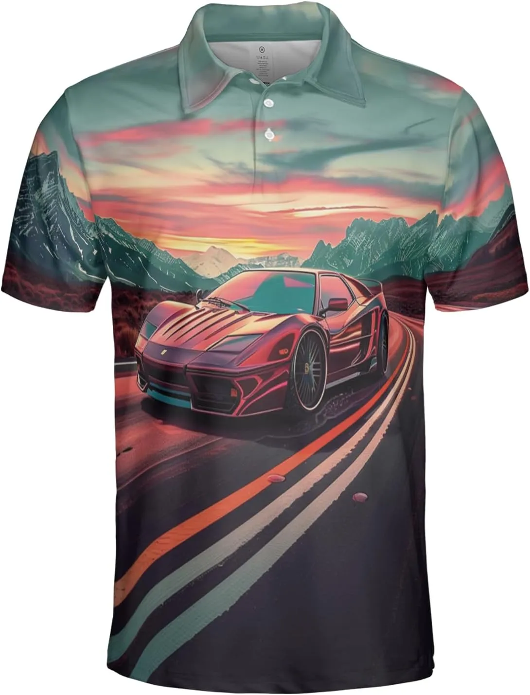 Vehicle Golf Shirt Men Funny Golf Polos for Men Dry Fit- Car Racing Golf Polo Shirts Hawaiian Polo Golf Outfits (MP_PL_39)