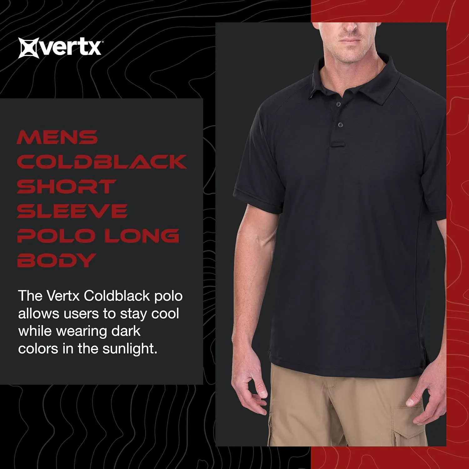 Vertx Mens Tactical Polo Shirt, Short Sleeve T-Shirt, Breathable, Moisture-Wicking, Outdoor Performance Tactical, Relaxed Fit