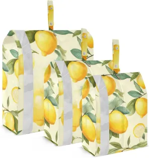 Watercolor Lemons Flowers Leaves Packing Cubes for Suitcases 3 Set Compression Lightweight Luggage Packing Organizers for Carry on Suitcase Travel Essentials Luggage Organizer Bags Set