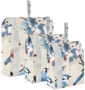 Watercolor White Birds Flowers Packing Cubes for Suitcases 3 Set Lightweight Compression Luggage Packing Organizers for Carry on Suitcase Travel Essentials Luggage Organizer Bags Set