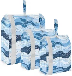 Wave Sea Blue Packing Cubes for Suitcases 3 Set Lightweight Compression Luggage Packing Organizers for Carry on Suitcase Travel Accessories Luggage Organizer Bags Set