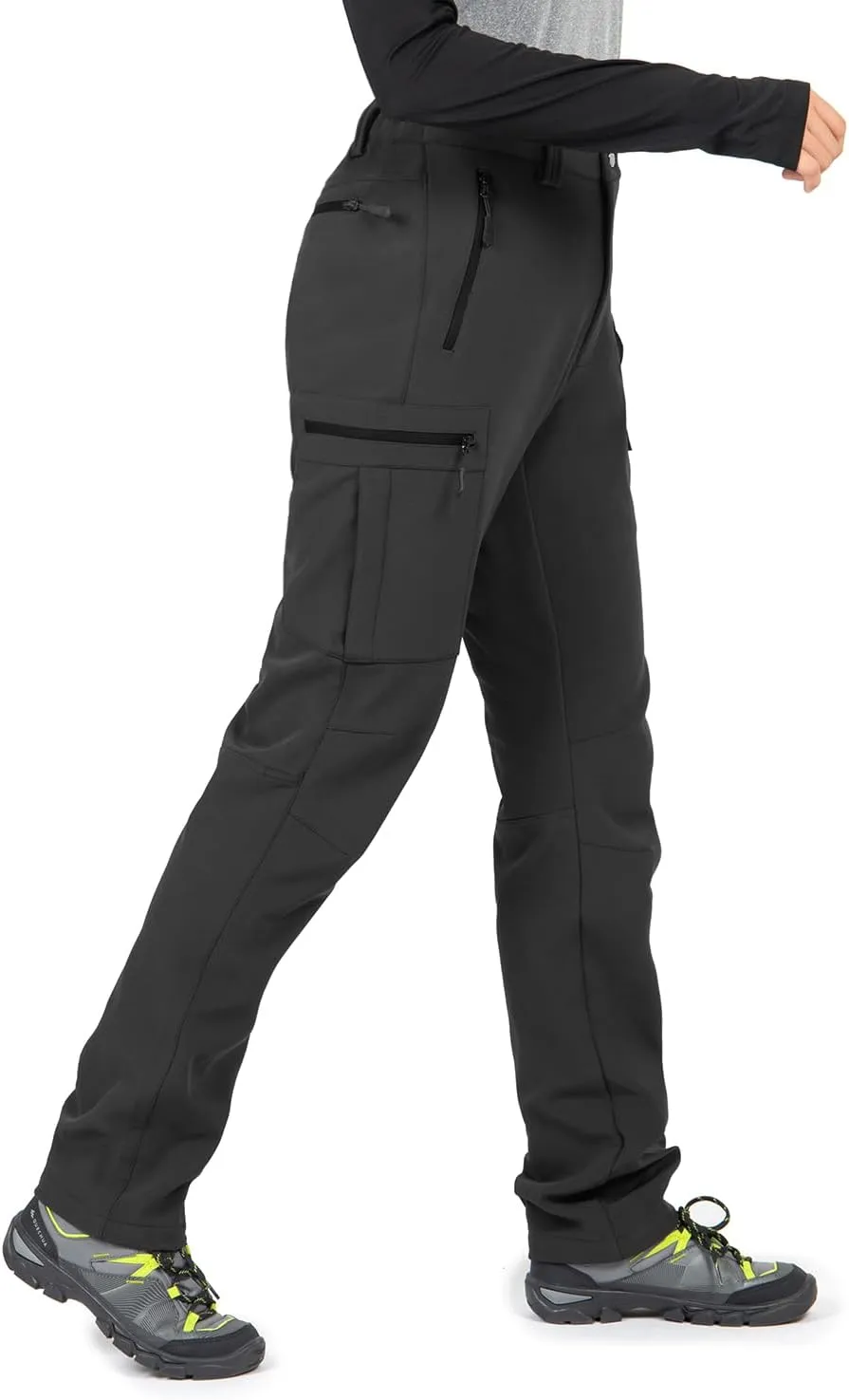 Wespornow Women's-Fleece-Lined-Hiking-Pants Snow-Ski-Pants Water-Resistance-Outdoor-Softshell-Insulated-Pants for Winter