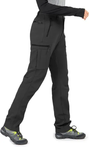 Wespornow Women's-Fleece-Lined-Hiking-Pants Snow-Ski-Pants Water-Resistance-Outdoor-Softshell-Insulated-Pants for Winter