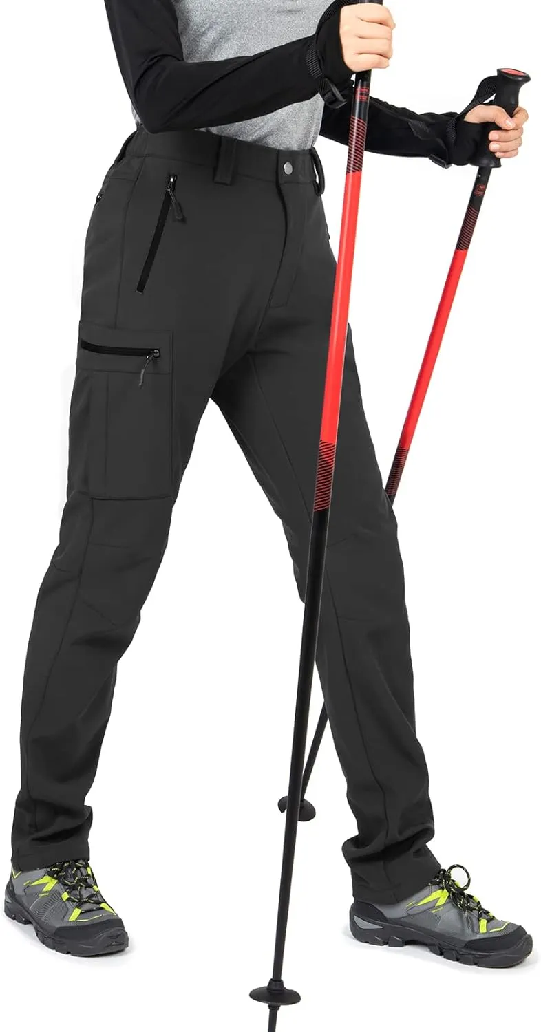 Wespornow Women's-Fleece-Lined-Hiking-Pants Snow-Ski-Pants Water-Resistance-Outdoor-Softshell-Insulated-Pants for Winter