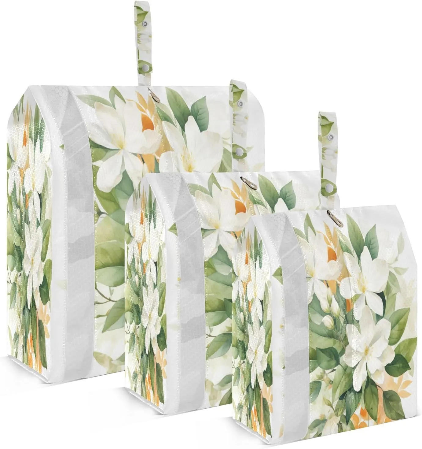 White Orange Flowers Packing Cubes for Suitcases 3 Set Compression Lightweight Luggage Packing Organizers for Carry on Suitcase Travel Accessories Luggage Organizer Bags Set