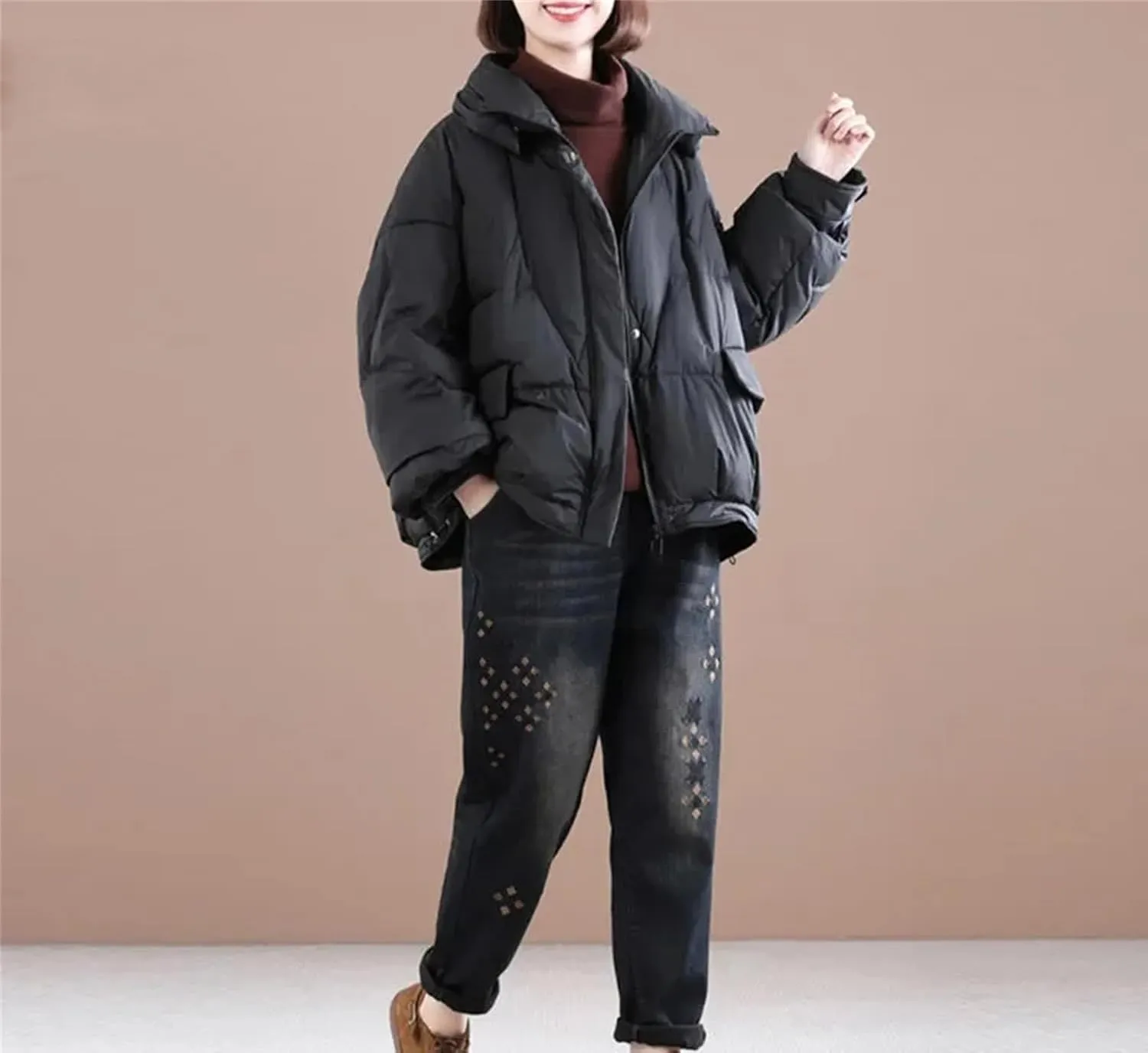 Winter Thickened And Warm Down Cotton Coat For Women's Winter Wear Loose Large Casual Cotton-Padded Coat