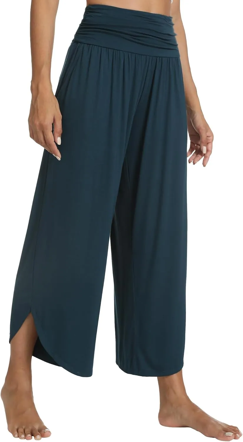 WiWi Women's Lounge Pants Wide Leg Yoga Bottoms Soft High Waist Sweatpants with Pockets Viscose from Bamboo S-XXL