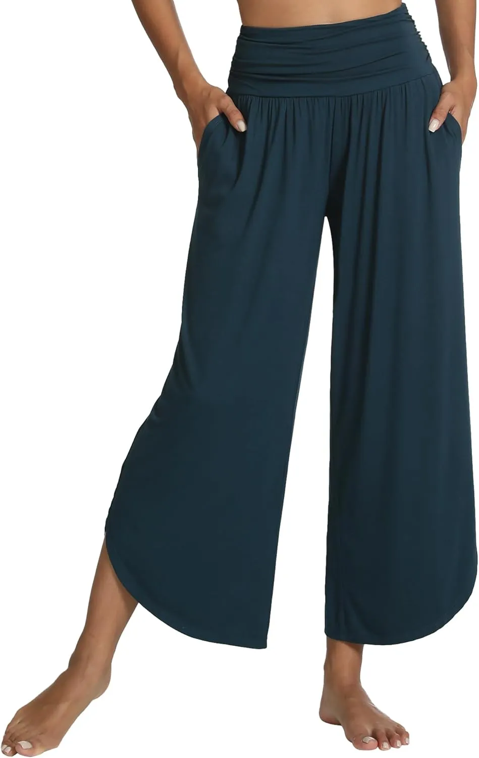 WiWi Women's Lounge Pants Wide Leg Yoga Bottoms Soft High Waist Sweatpants with Pockets Viscose from Bamboo S-XXL