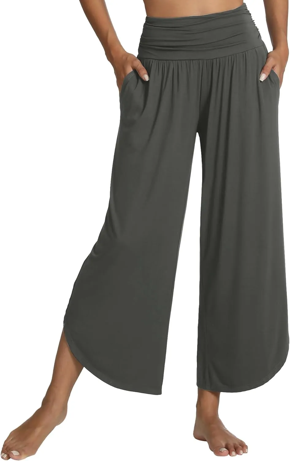 WiWi Women's Lounge Pants Wide Leg Yoga Bottoms Soft High Waist Sweatpants with Pockets Viscose from Bamboo S-XXL