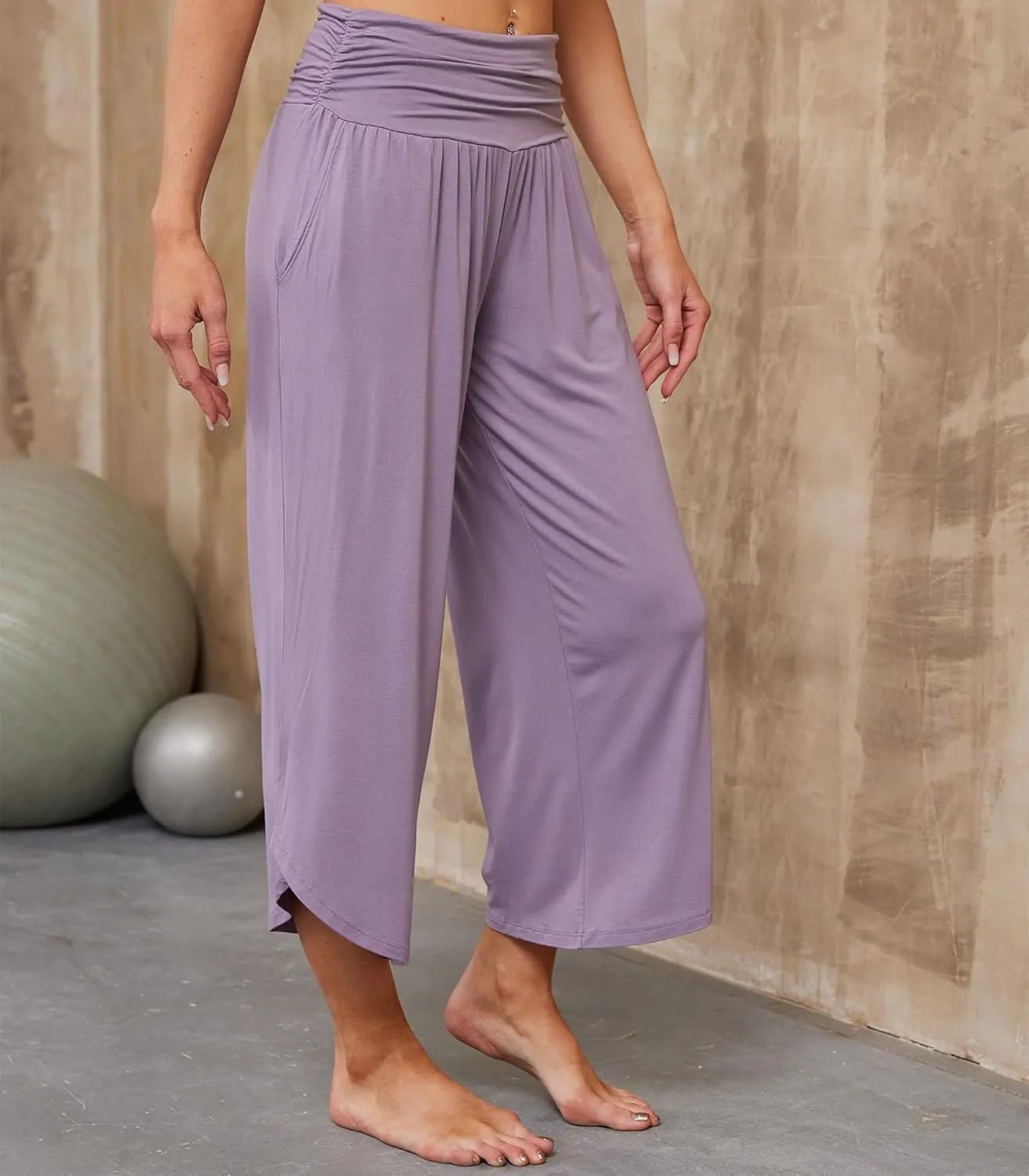 WiWi Women's Lounge Pants Wide Leg Yoga Bottoms Soft High Waist Sweatpants with Pockets Viscose from Bamboo S-XXL