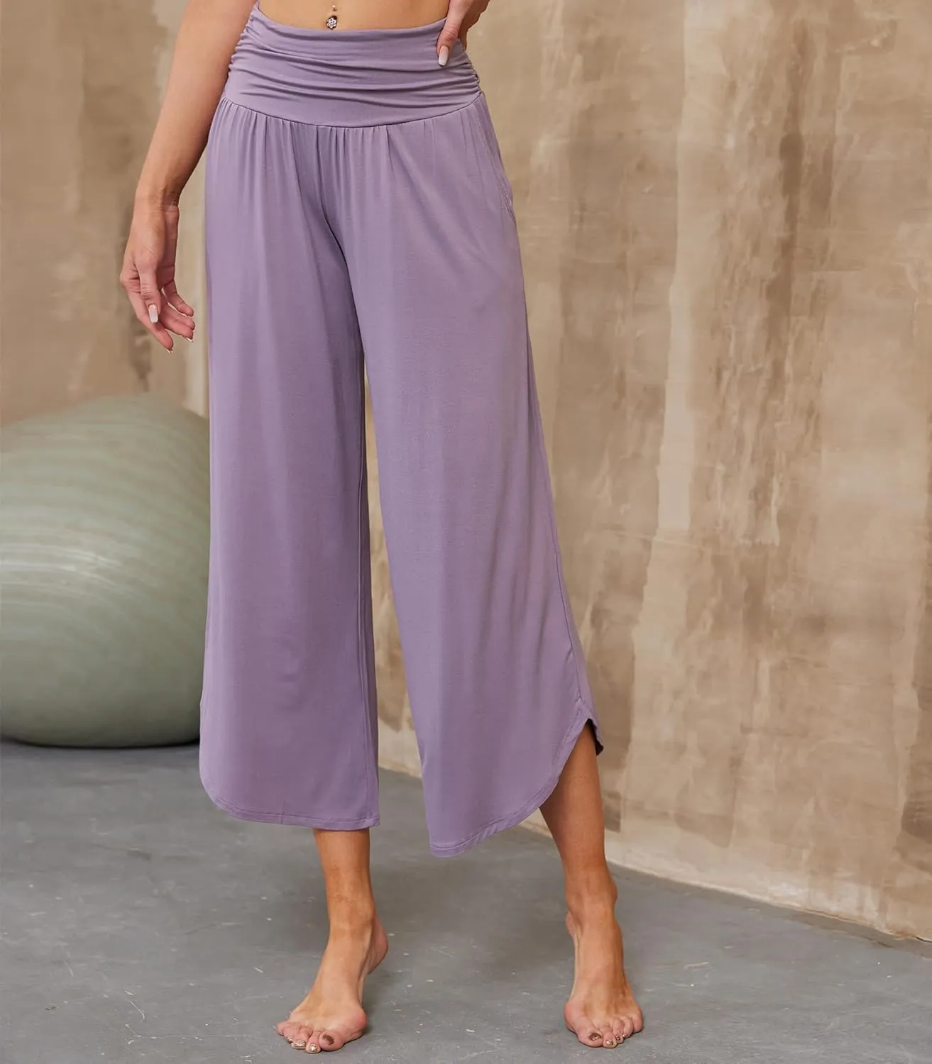 WiWi Women's Lounge Pants Wide Leg Yoga Bottoms Soft High Waist Sweatpants with Pockets Viscose from Bamboo S-XXL