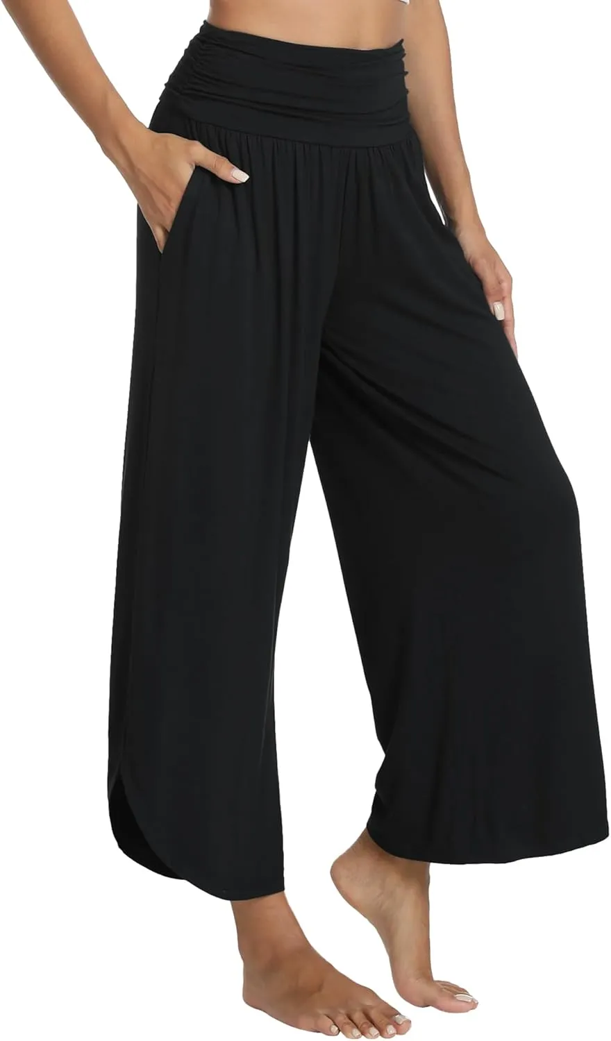 WiWi Women's Lounge Pants Wide Leg Yoga Bottoms Soft High Waist Sweatpants with Pockets Viscose from Bamboo S-XXL