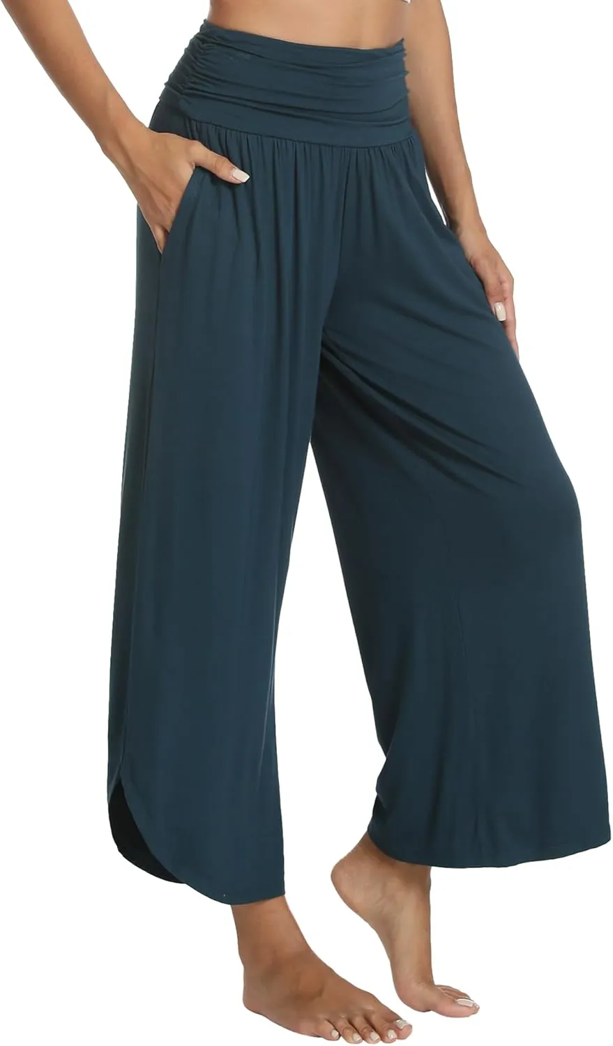 WiWi Women's Lounge Pants Wide Leg Yoga Bottoms Soft High Waist Sweatpants with Pockets Viscose from Bamboo S-XXL
