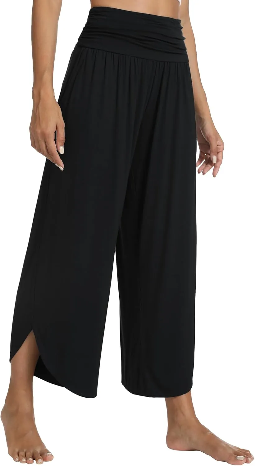 WiWi Women's Lounge Pants Wide Leg Yoga Bottoms Soft High Waist Sweatpants with Pockets Viscose from Bamboo S-XXL