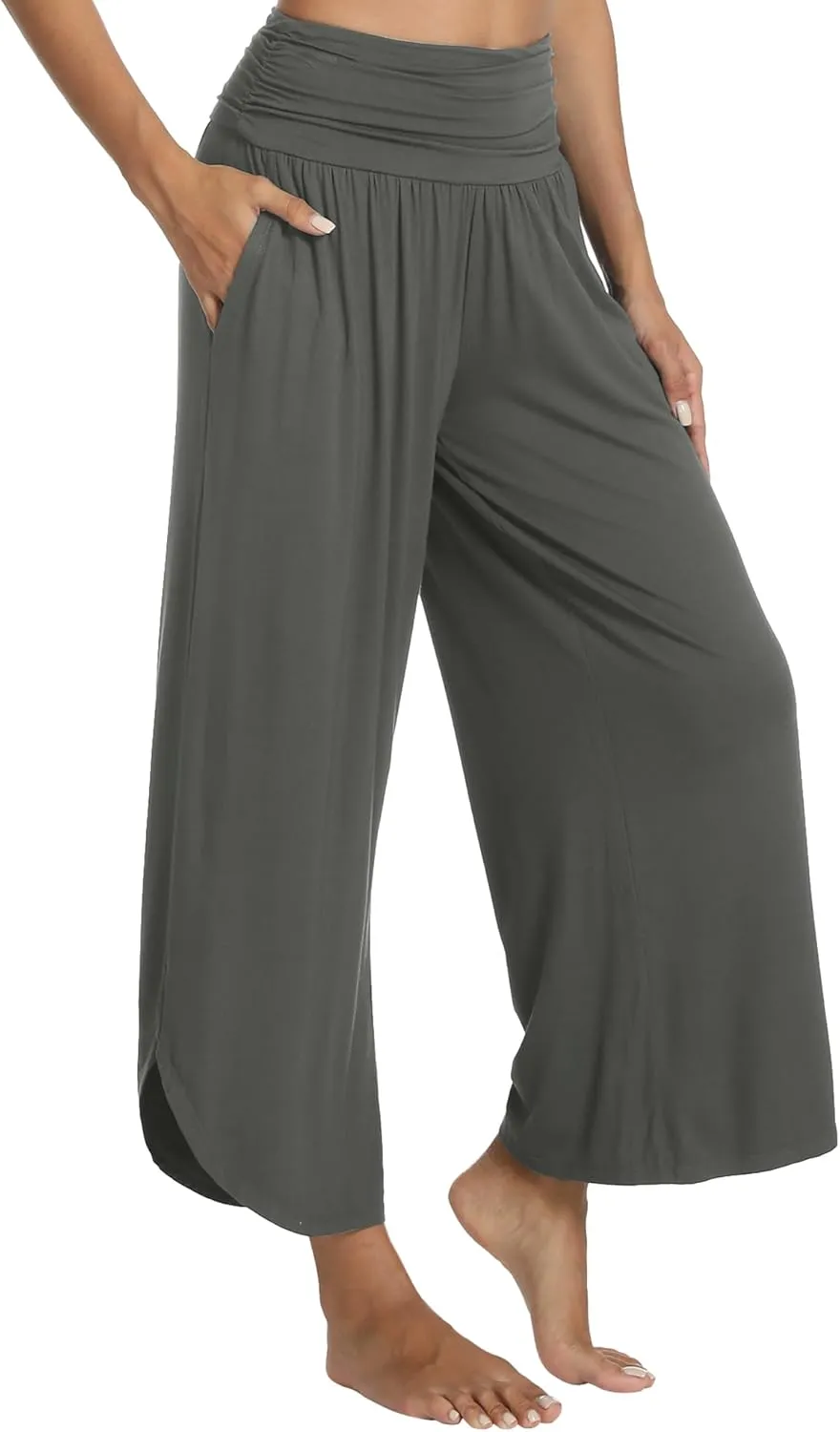 WiWi Women's Lounge Pants Wide Leg Yoga Bottoms Soft High Waist Sweatpants with Pockets Viscose from Bamboo S-XXL